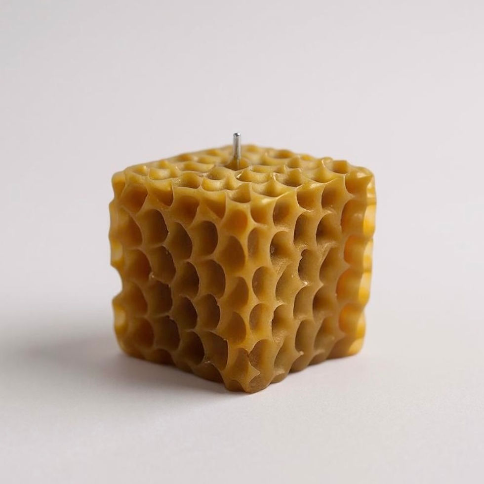 100% beeswax candle honeycomb cube design handcrafted locally in Aylesbury