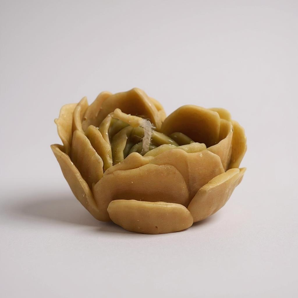 Rose design 100% pure beeswax candle, locally crafted and hand made in Buckinghamshire