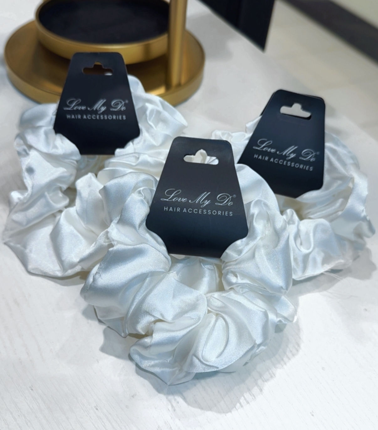 Love My Do® White Silk Satin Scrunchies