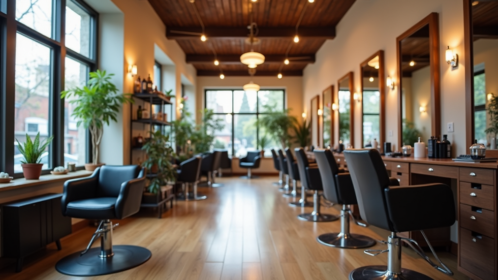 High angle view of stylish salon interior