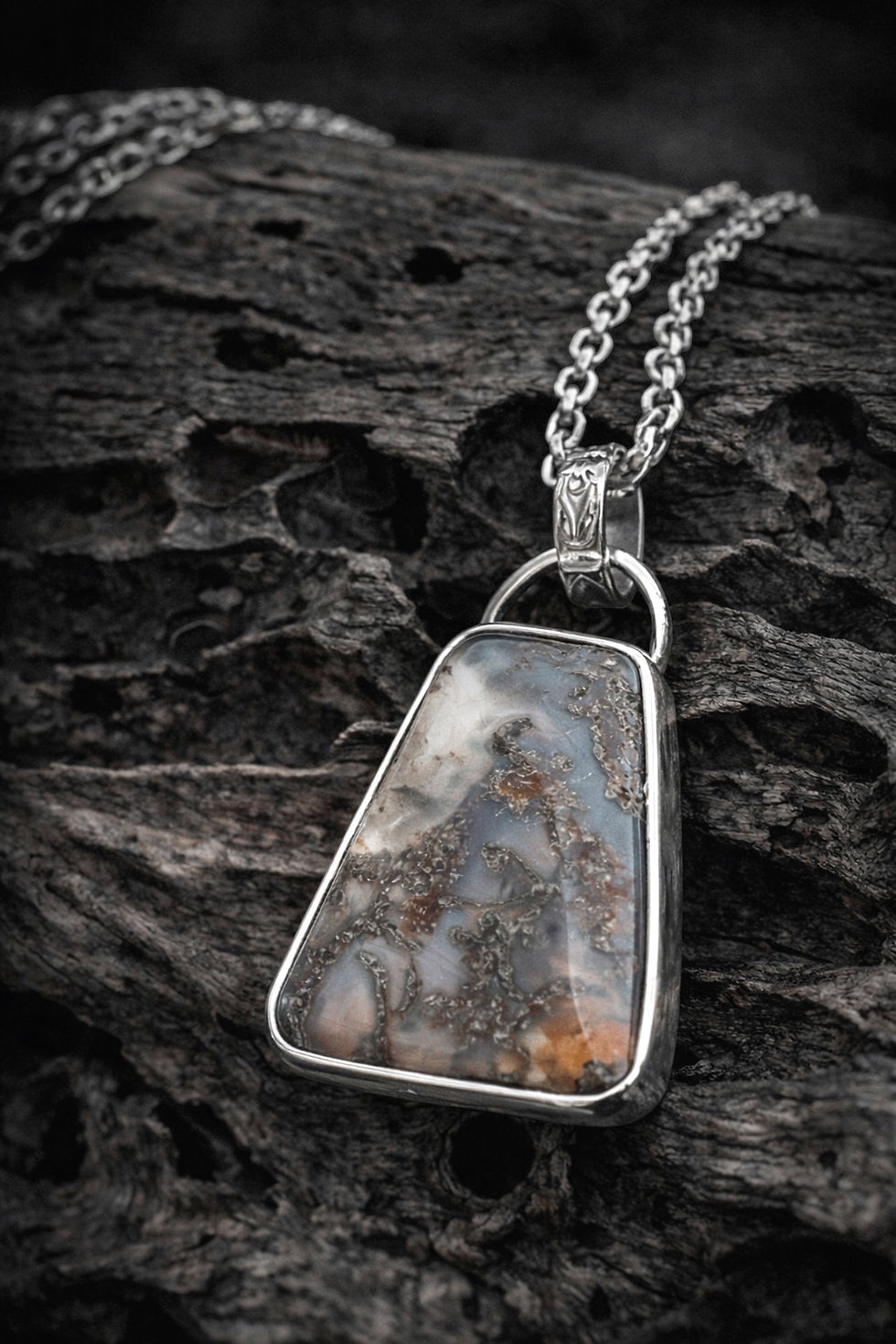 Miniatura: Scottish moss agate necklace - sterling silver 