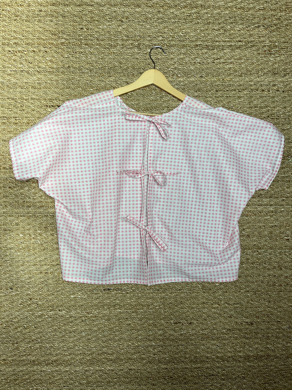 Miniature : Blouse réversible vichy rose