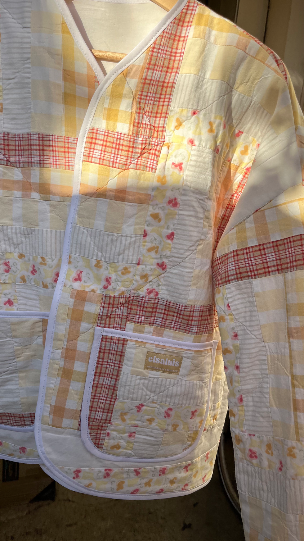 Thumbnail: Veste coton matelassé patchwork blanc