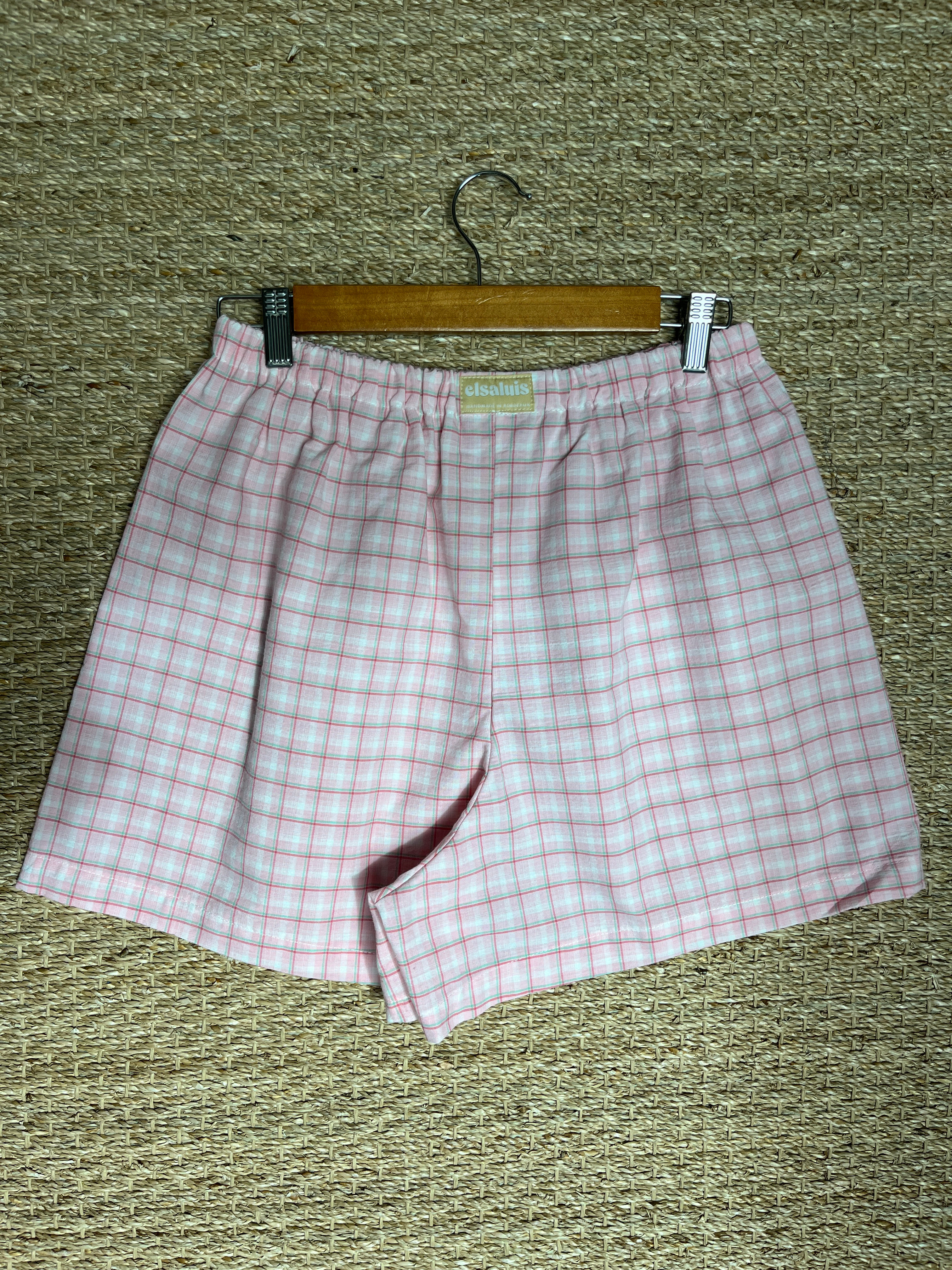 Short carreaux rose