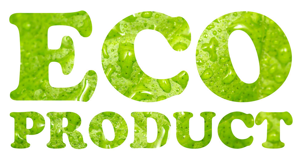Text _Eco product_ made from fresh green leaves texture isolated on white. .jpg