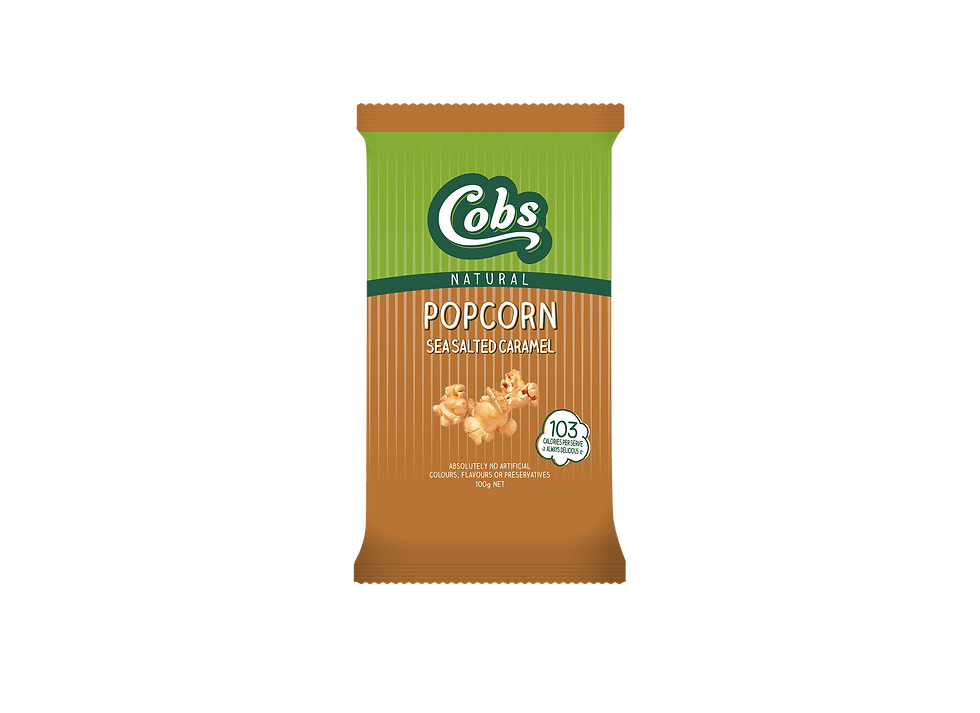 Bag of Cobs Natural Popcorn Salted Caramel on isolated background.