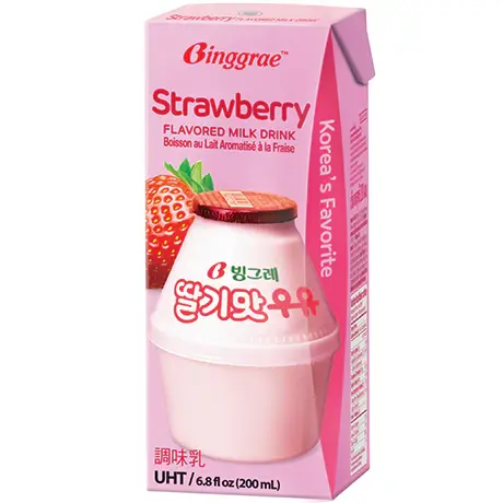 BINGGRAE FLAVORED MILK 200ML - STRAWBERRY (24 PCS/CASE)