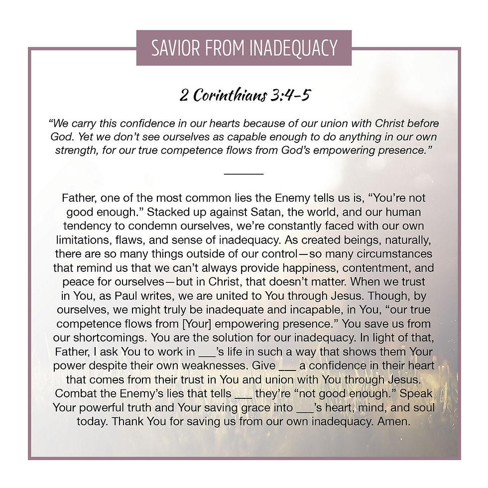 Savior from Inadequacy