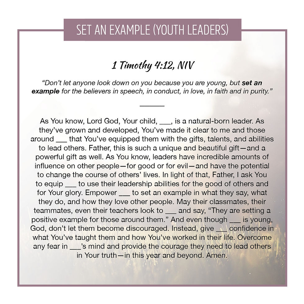 Set an Example (Youth Leaders)