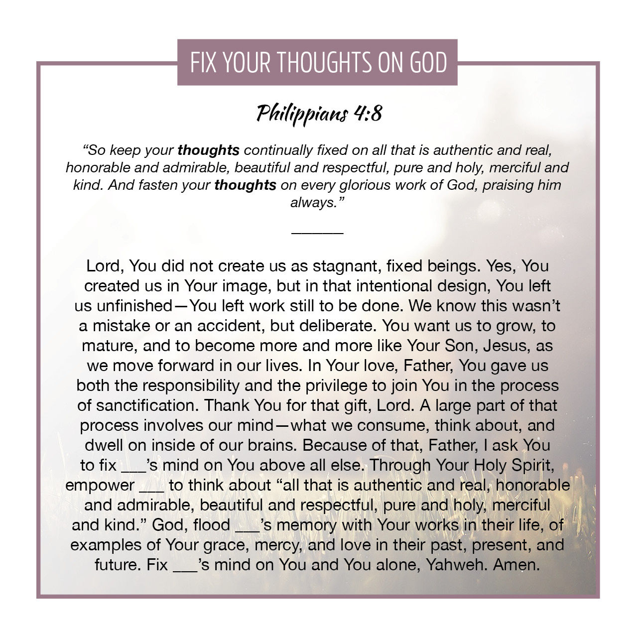 Fix Your Thoughts on God