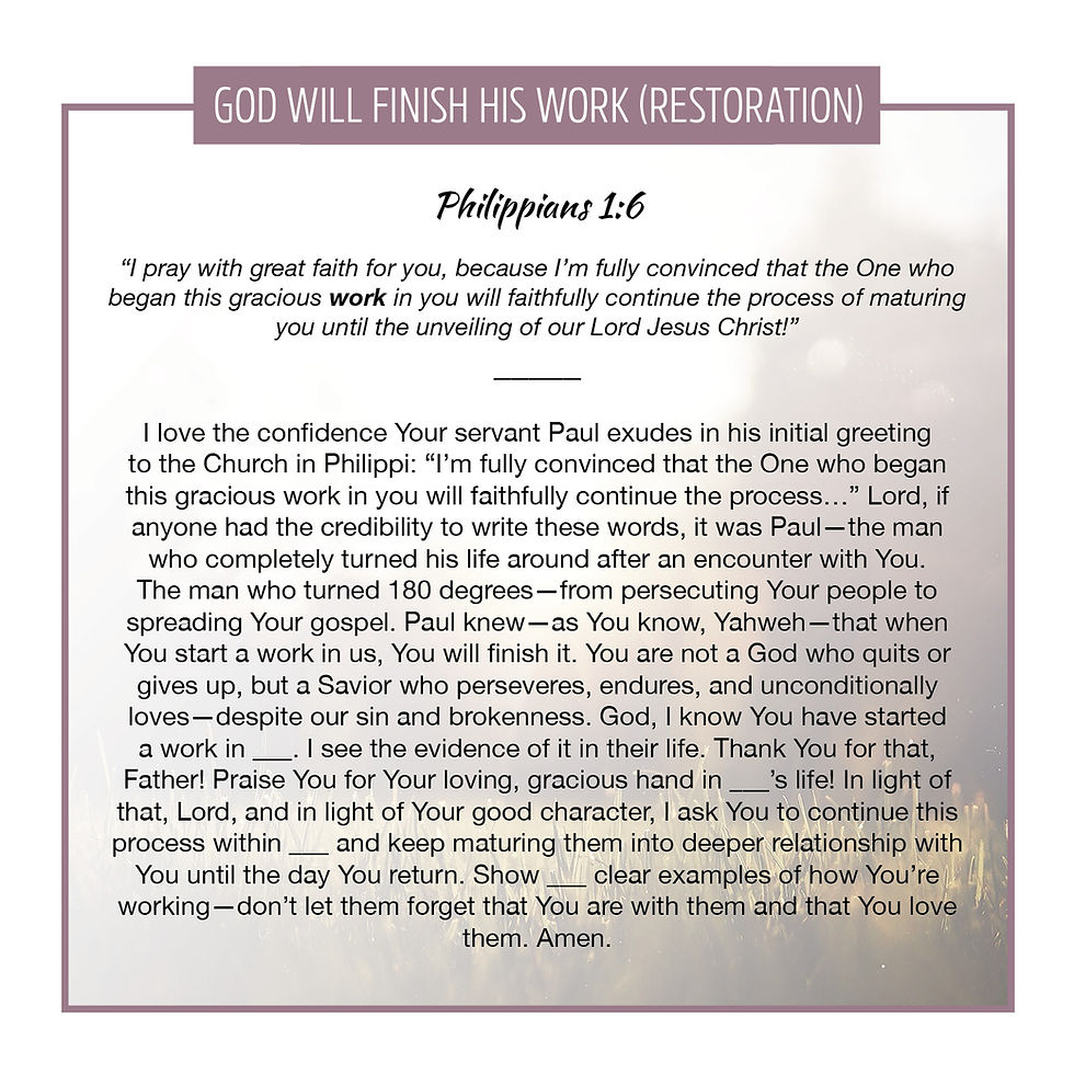 God Will Finish His Work (Restoration)