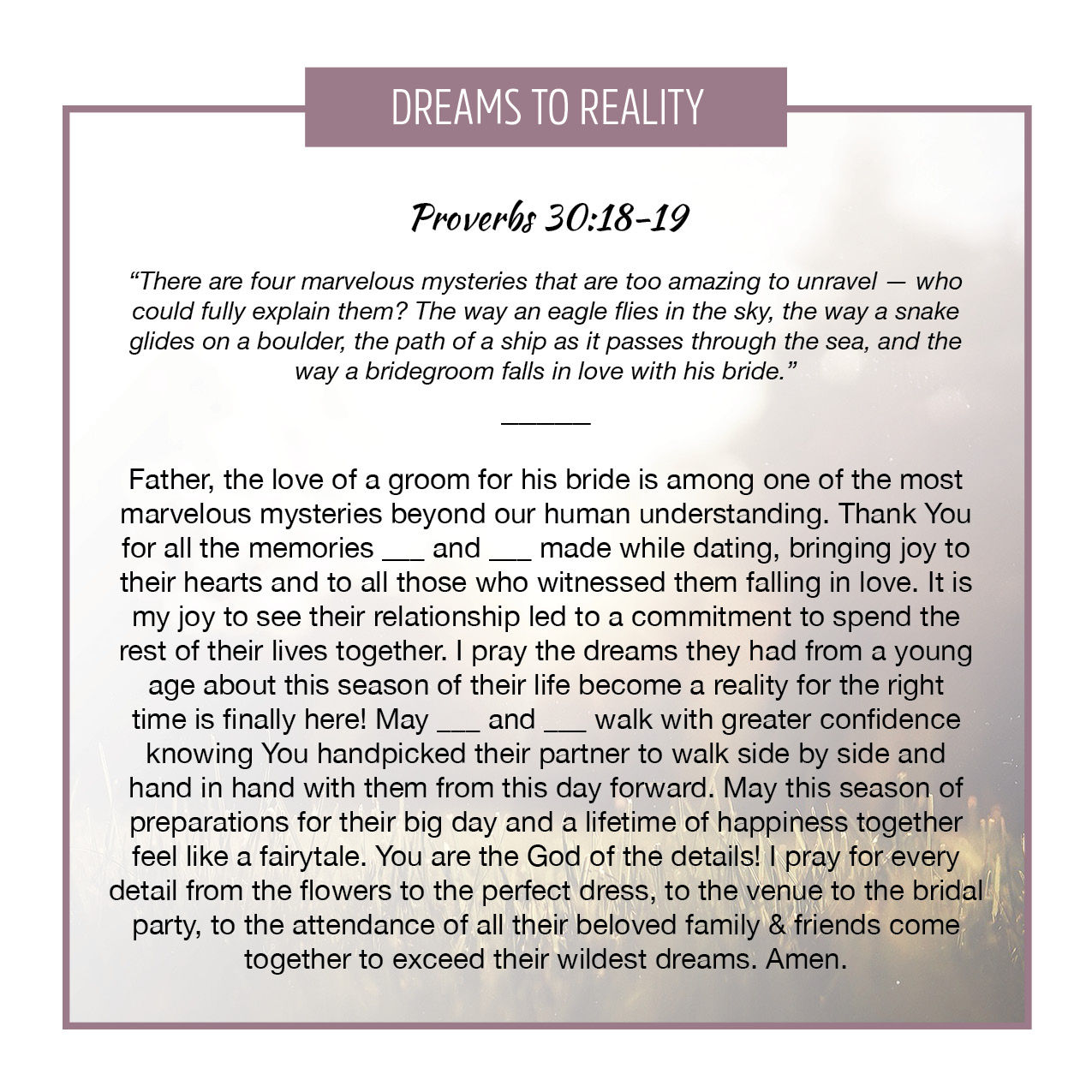 Dreams to Reality (Engagement/Wedding)