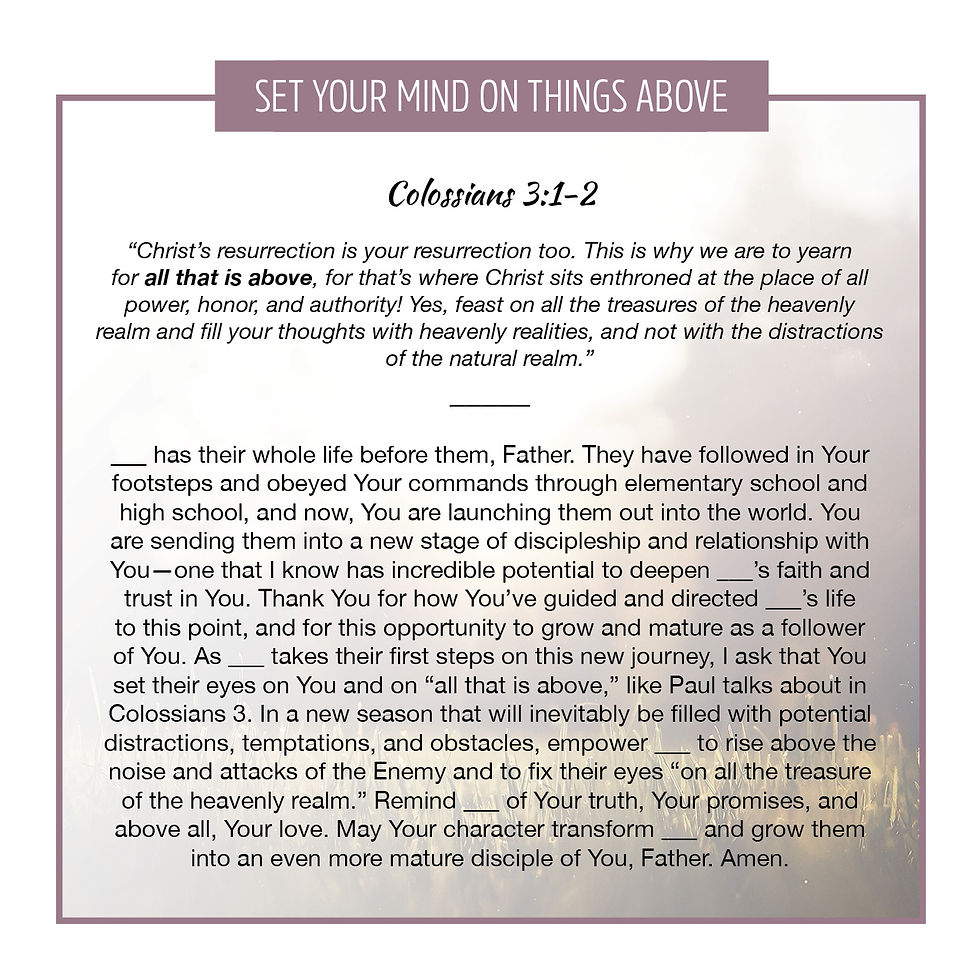 Set Your Mind on Things Above (High School Graduate)