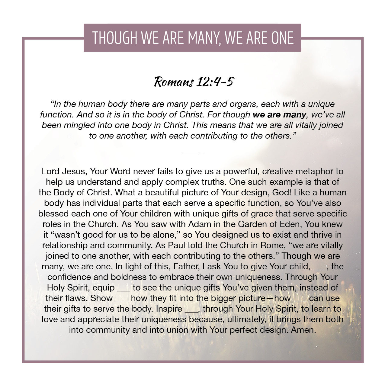 Though We Are Many, We Are One
