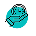 Icon of a hand holding a clock