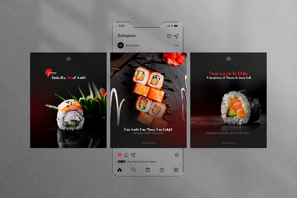 Sushi restaurant Instagram visual grid for branding