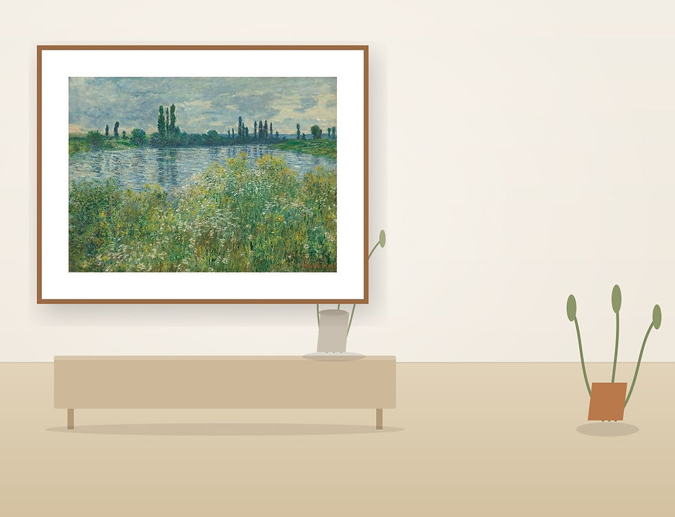 Küçük resim: Vétheuil'de Seine Kıyıları - Claude Monet Tablo