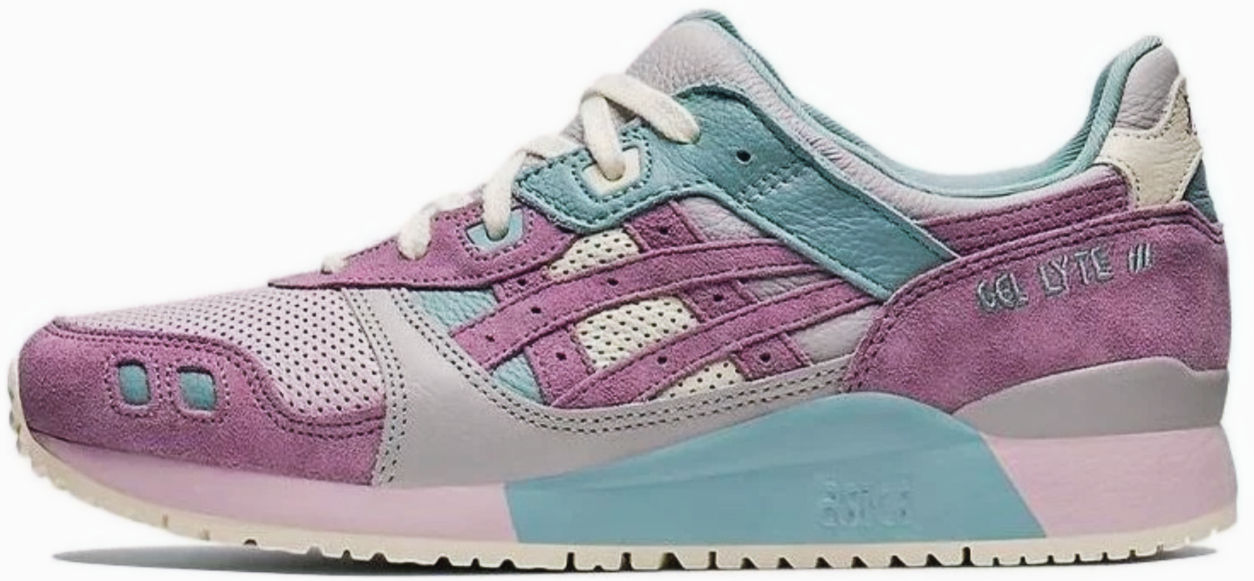 ASICS GEL-LYTE III sneaker in Barely Rose and Rose Quartz colorway featuring premium suede overlays, mesh underlays, signatur