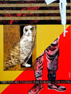 They marched thousand miles to reach the capital. mxd media on canvas..jpg