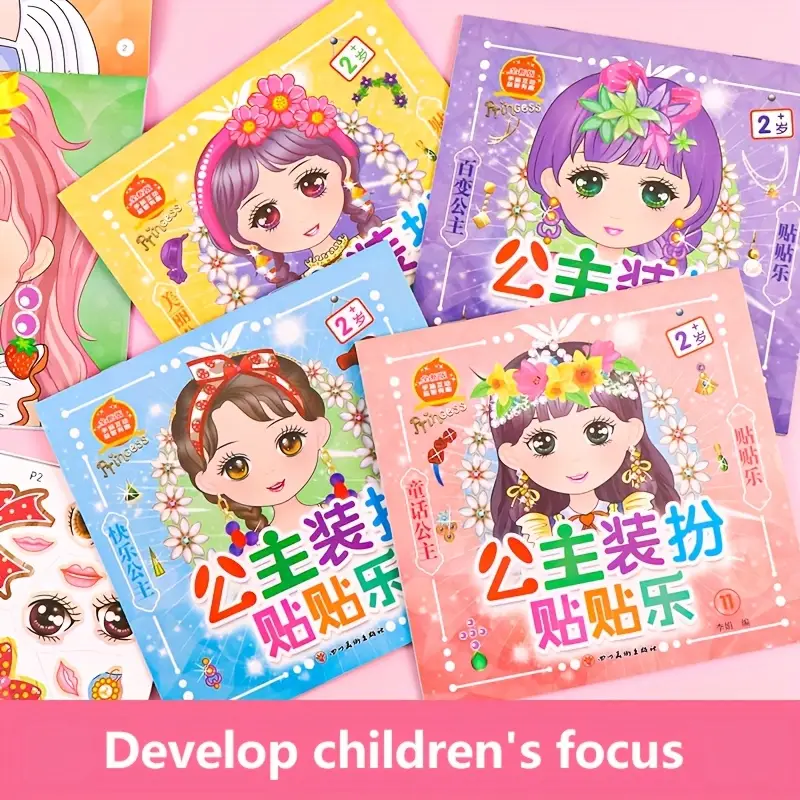 Thumbnail: 2pcs Princess Sticker Activity Book for Ages 3+ - DIY Magic Dress-Up, Toddler Cr