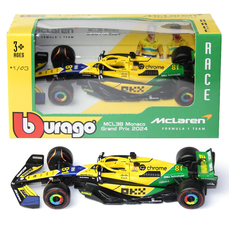 Thumbnail: Bburago 1:43 2024 F1 Mclaren MCL38 Monaco Grand Prix Alloy Car Miniature Diecast
