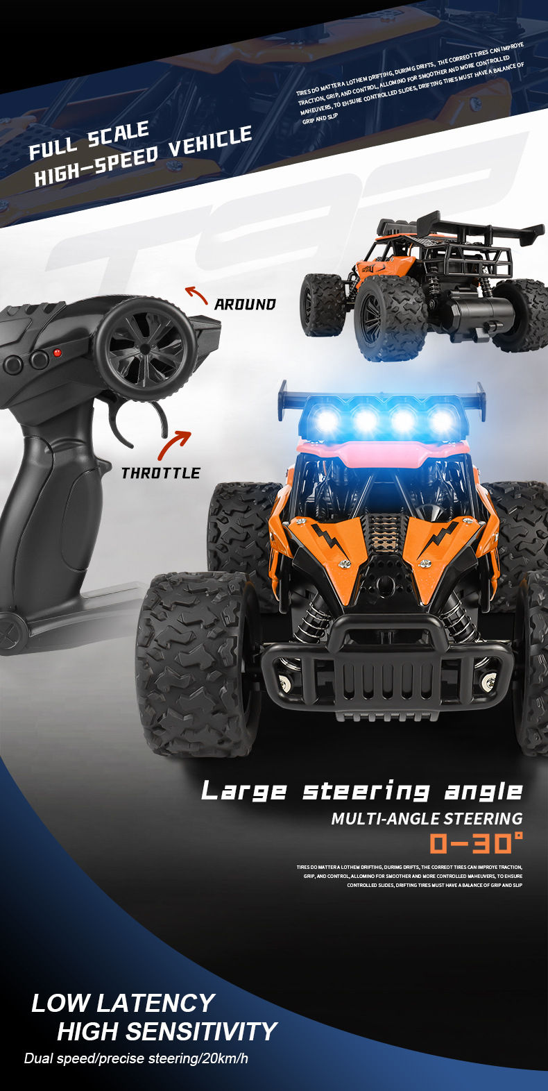 Thumbnail: Oike RC Car 1:16 Model With LED Lights Radio Off-road Remote Control Climbing Ve