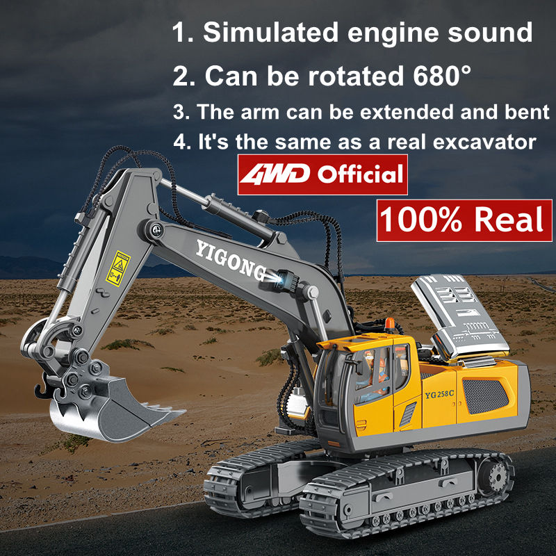 Thumbnail: 4WD Remote Control Excavator Toy Radio Controlled RC Dump Truck Vehicle Crawler 
