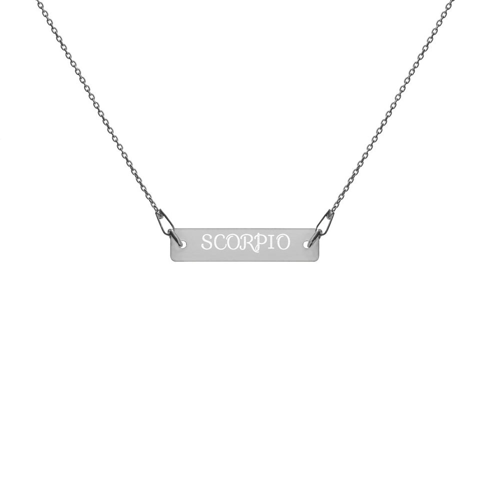 Thumbnail: Engraved Silver Bar Chain Necklace