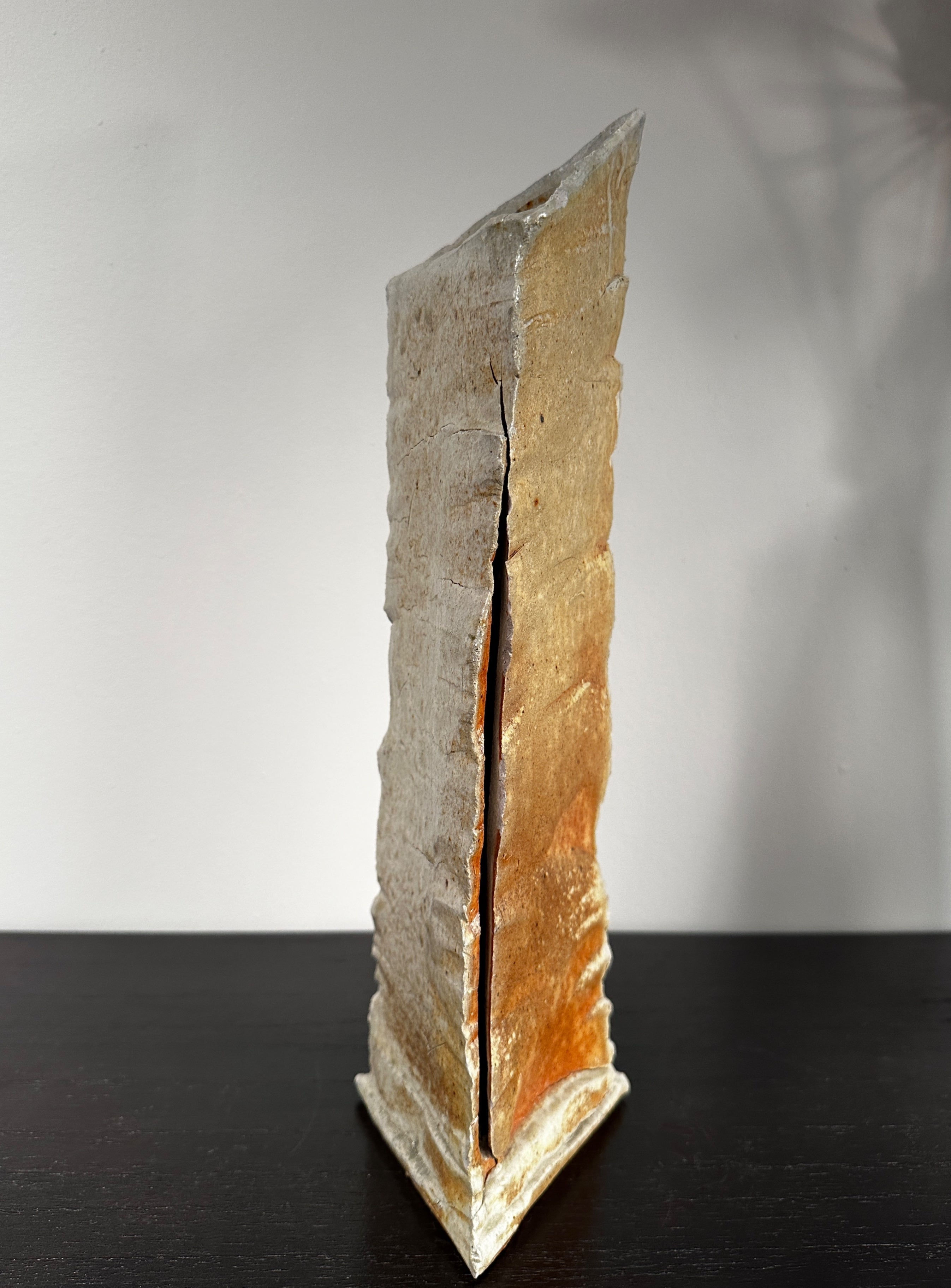 Vase: Triangle Tan Ceramic [PAIGE WASSEL]