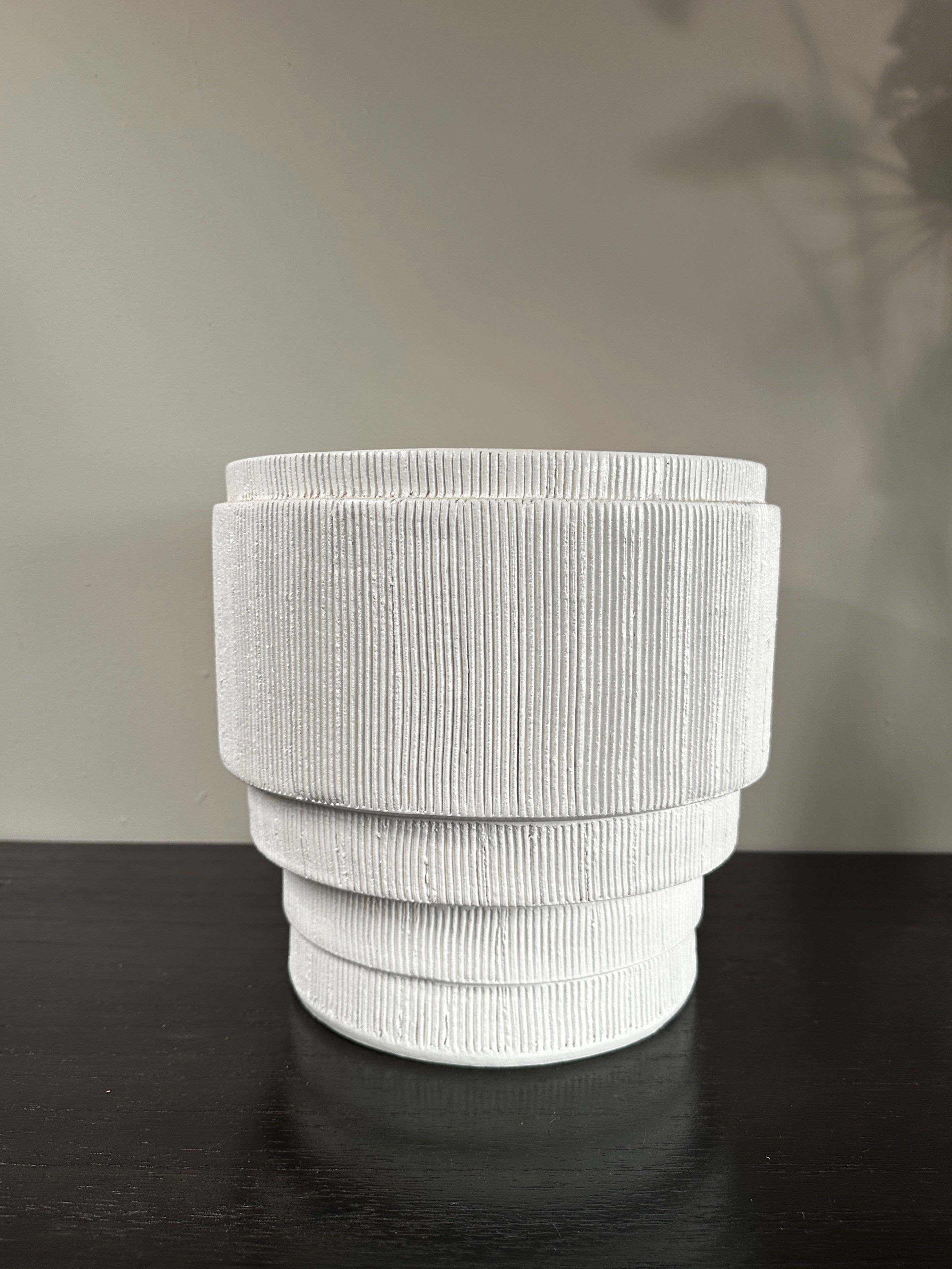 Planter: Marram Ribbed White Indoor Planter - Small [CB2]