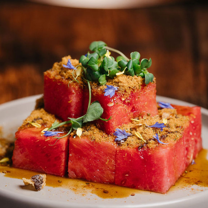 watermelon with fish floss at Thai restaurant in Orchard Shaw Centre