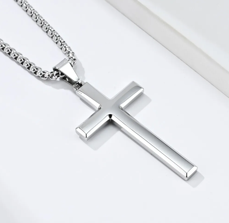 Miniatura: Collar con cruz en acero inoxidable