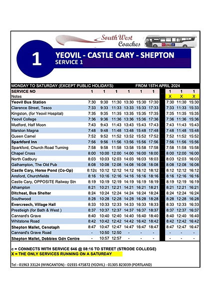 Bus timetable caravan park Somerset