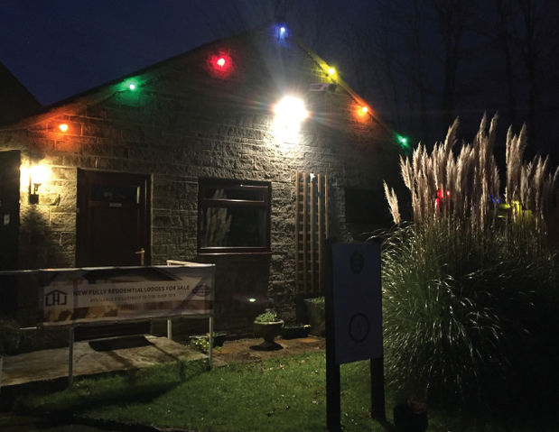 Christmas lights and decorations at caravan park Somerset
