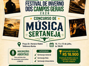 Festival de Inverno dos Campos Gerais está com inscrições abertas para o Concurso de Música Sertaneja