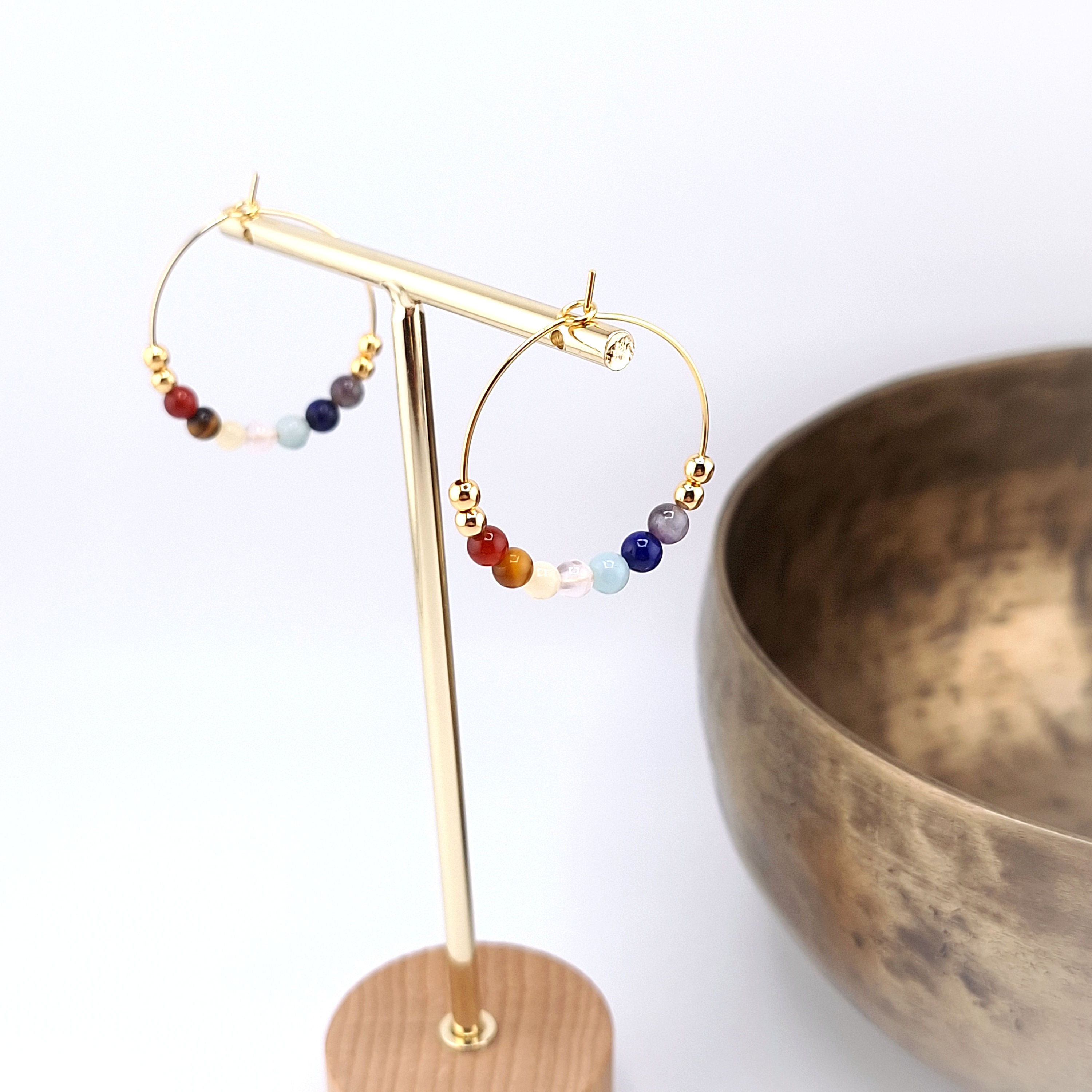 Créoles 7 chakras (pierres)