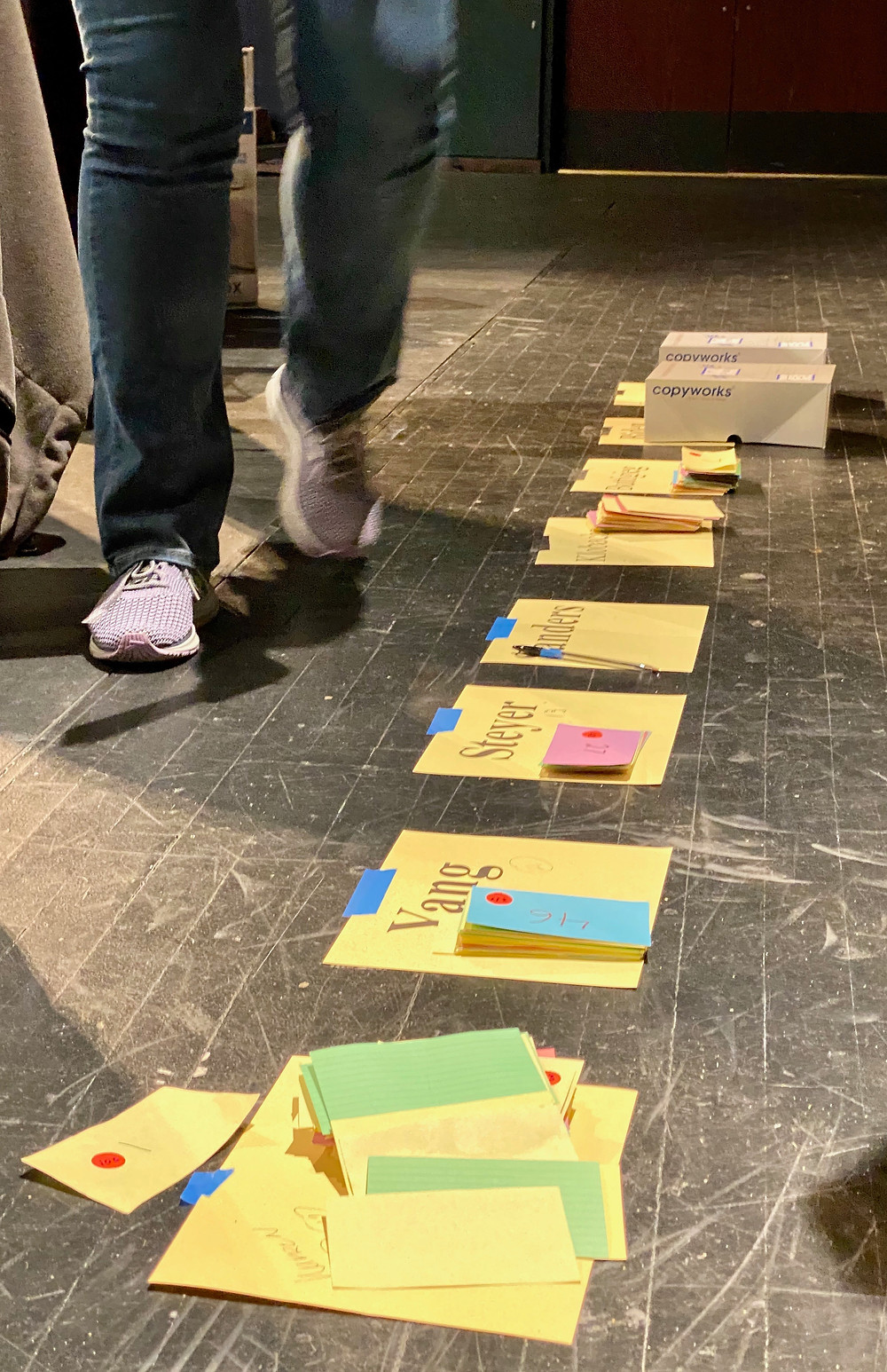 Cards used to tally the first alignment in Iowa City precinct 9 at Iowa City West High School.