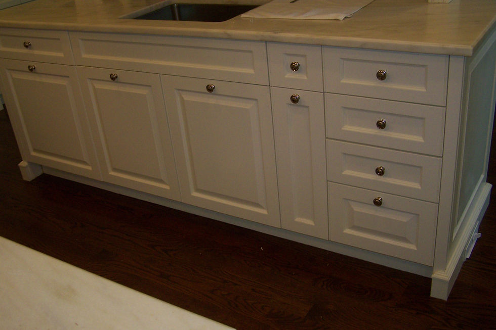 white frameless base cabinet