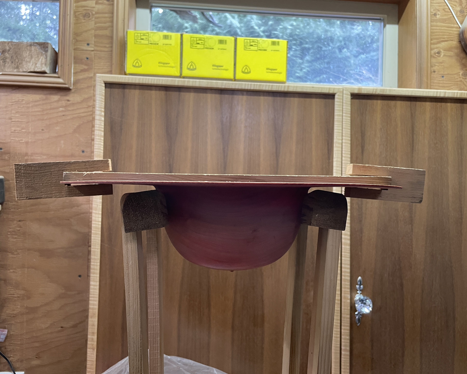 Finished turning and in the drying jig