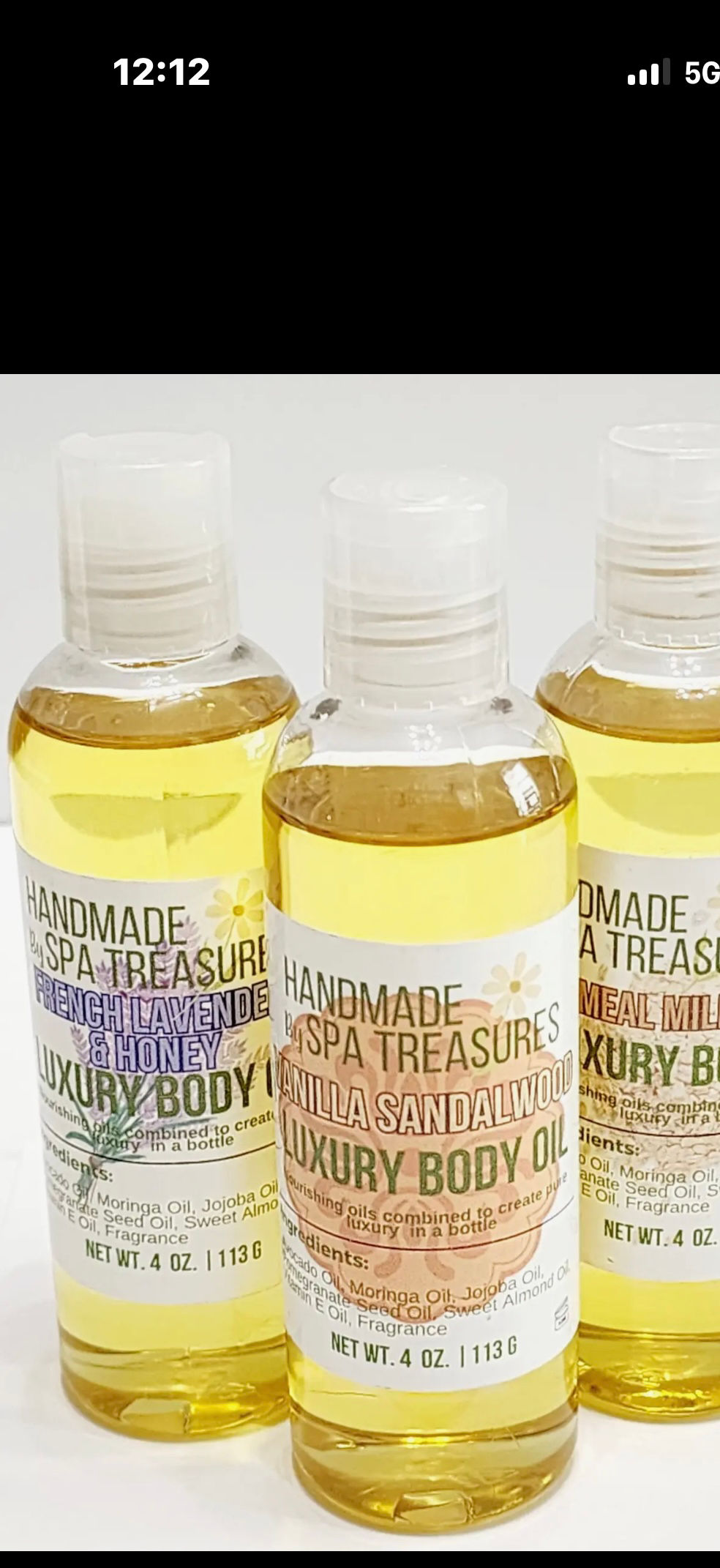 Scented body oil (4oz bottles)