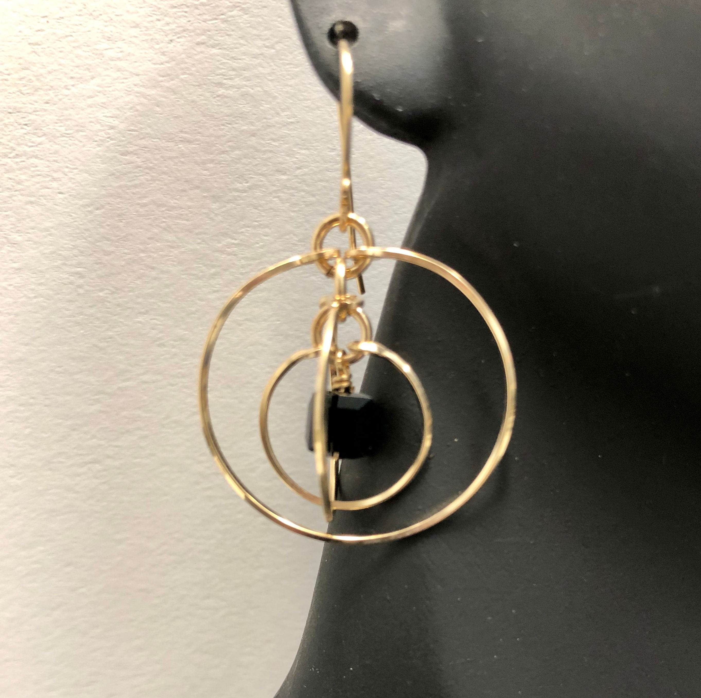 Jet Tri-Circle Earrings