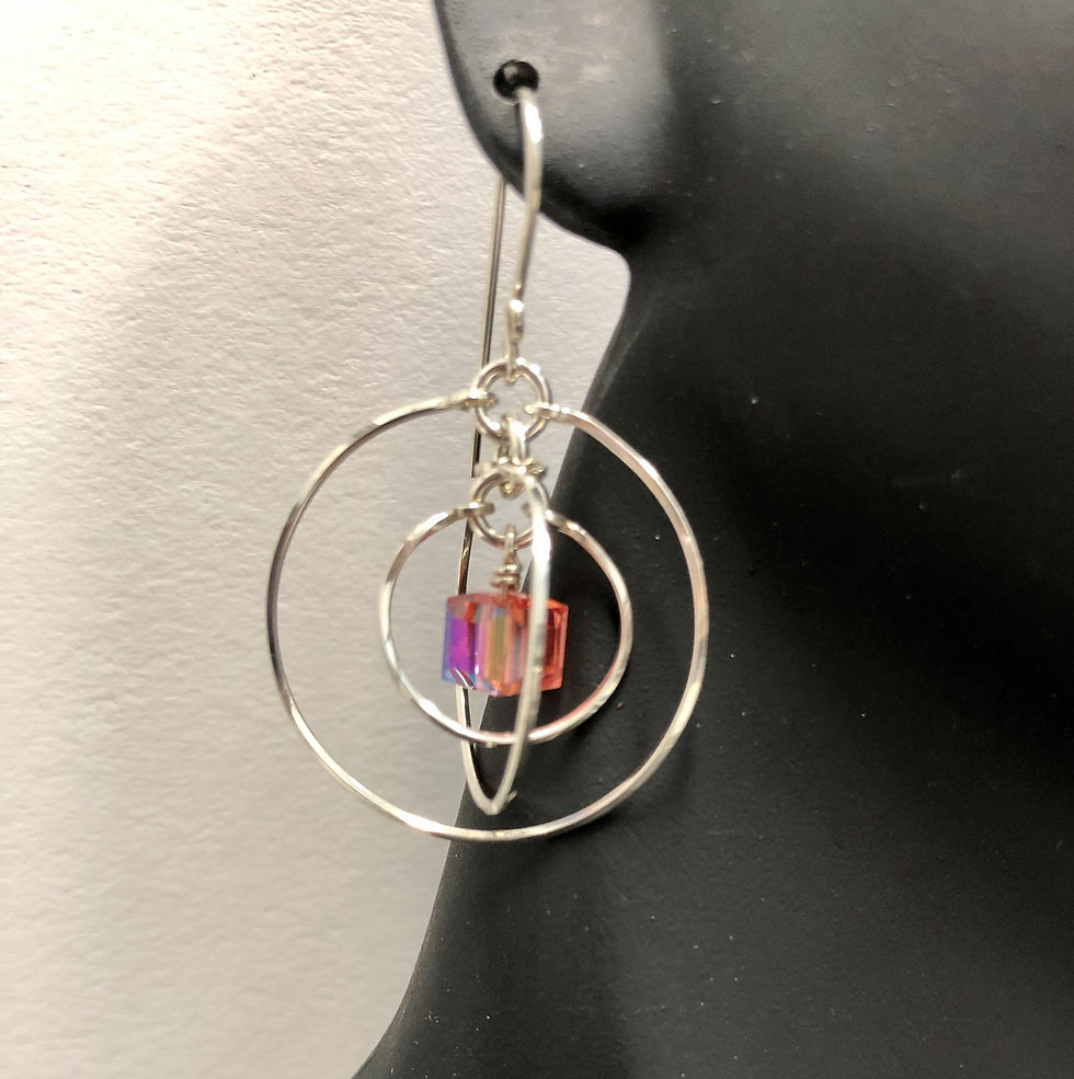 Padparadscha Tri-Circle Earrings
