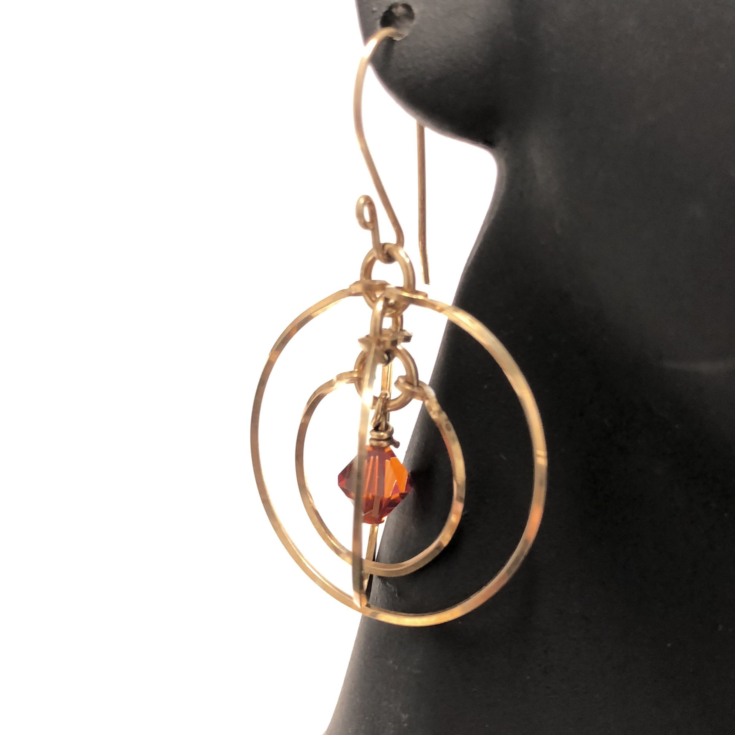 Red Magma Tri Circle Earrings