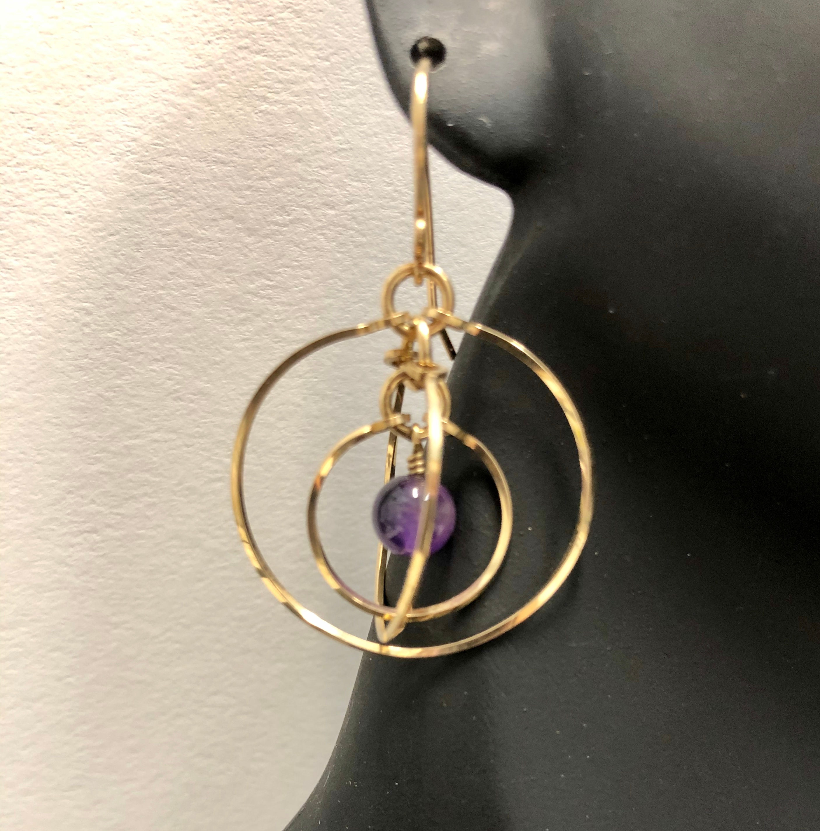 Amethyst Tri-Circle Earrings