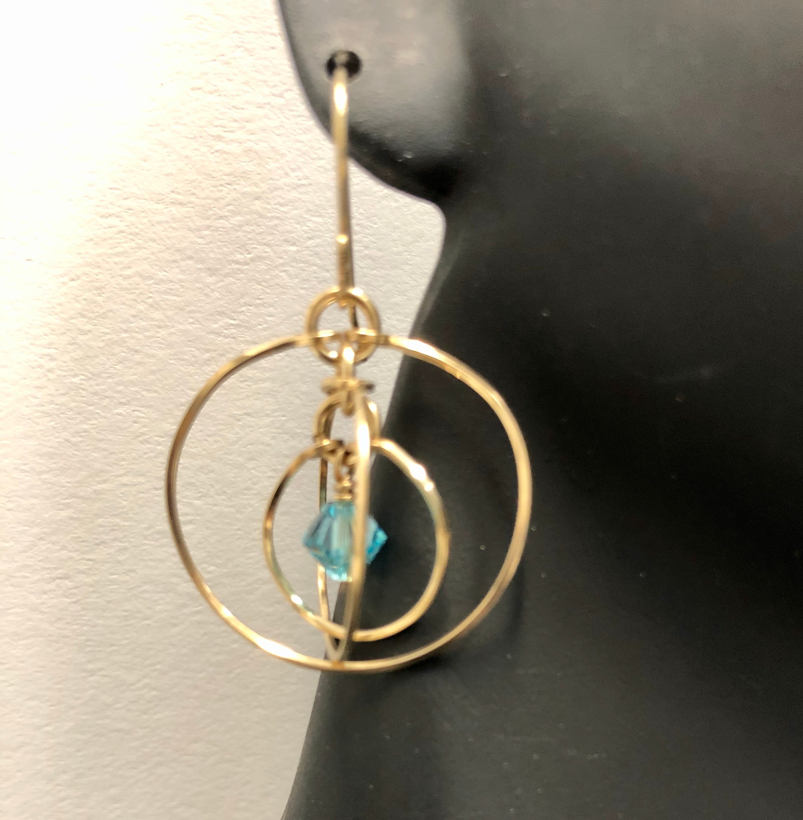 Aquamarine Tri-Circle Earrings