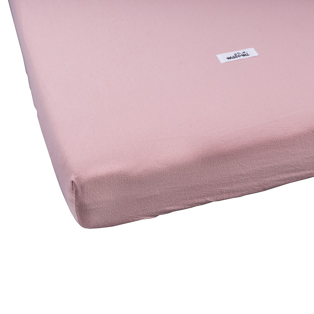 Sábana bajera de algodón lavado - Rosa empolvado - 120 x 60