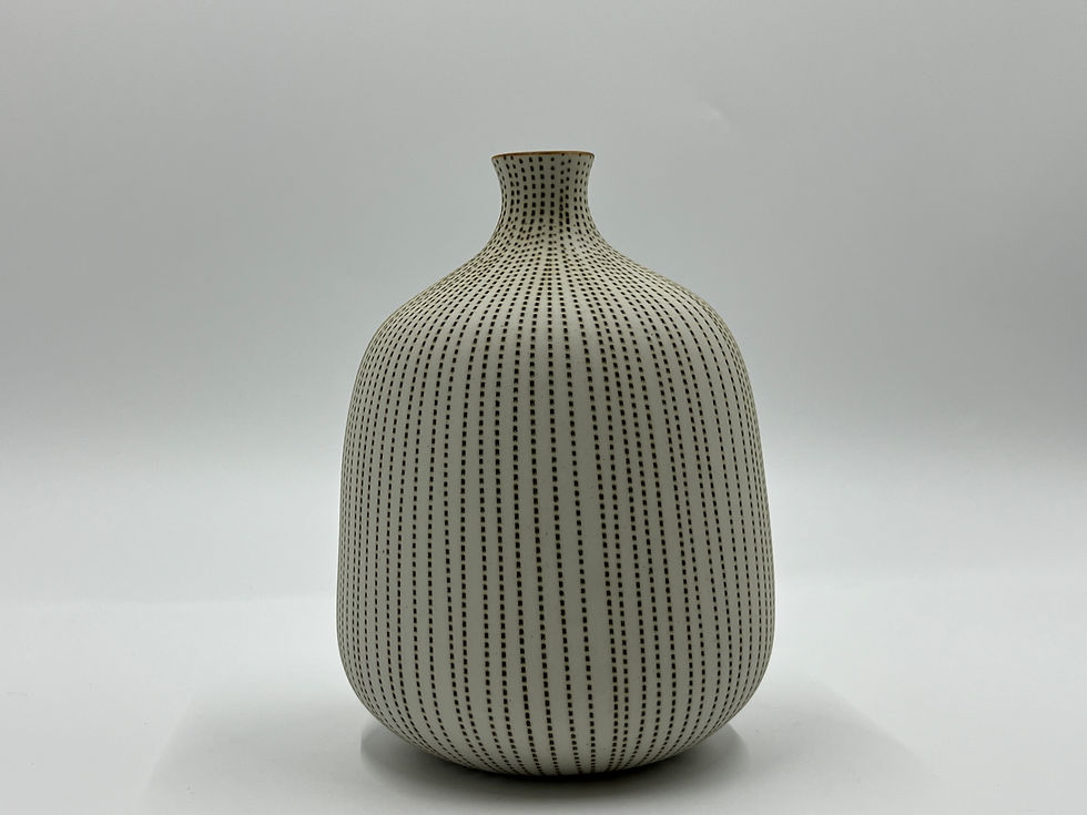 Thumbnail: Wide Shouldered Bud Vase (Porcelain) Chocolate Dot Motif