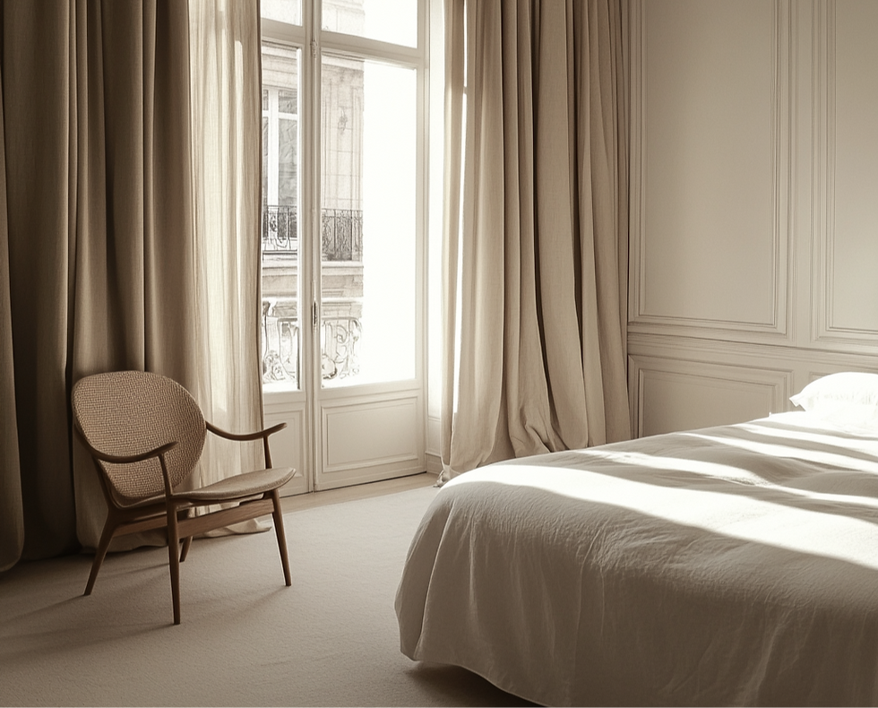 High angle view of a peaceful bedroom environment