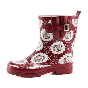 Wine Flower Buckle Rubber Wellies