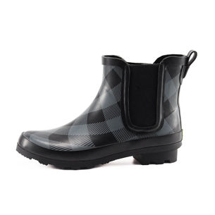 Grey Check Ankle Rubber Wellies